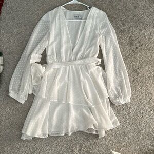 Lioness White sheer sleeve dress